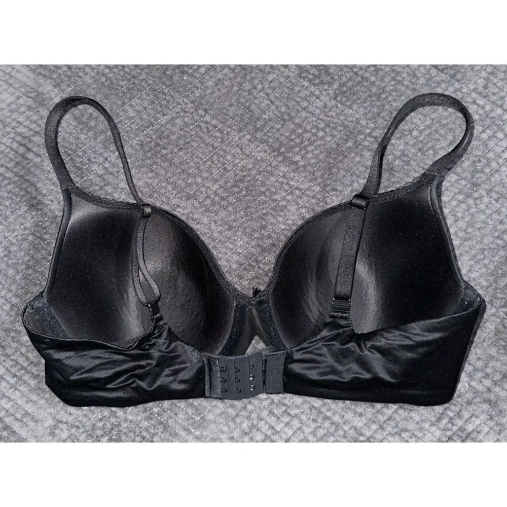 Victoria's Secret Lined Demi Smooth Black Bra Sz 36DD